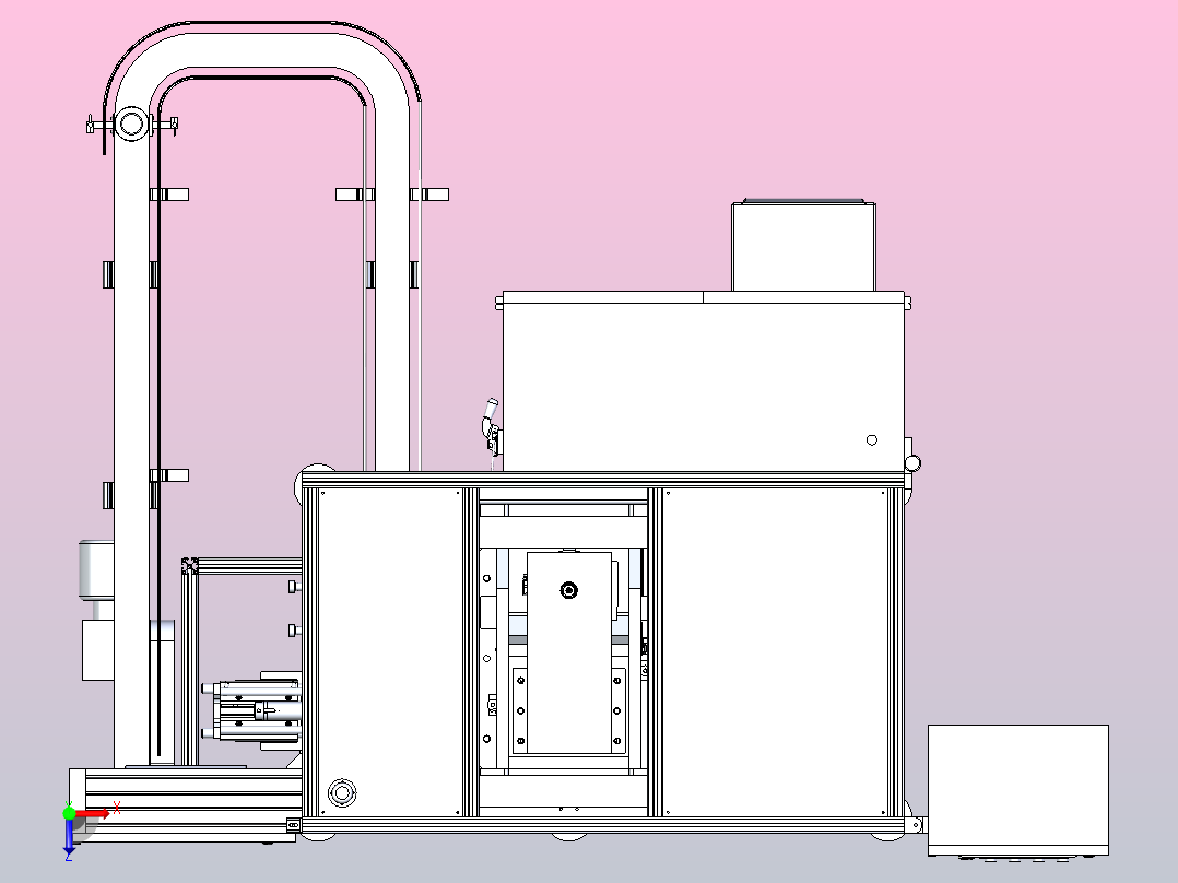 汽车前转向节压装机3D图纸俯视图