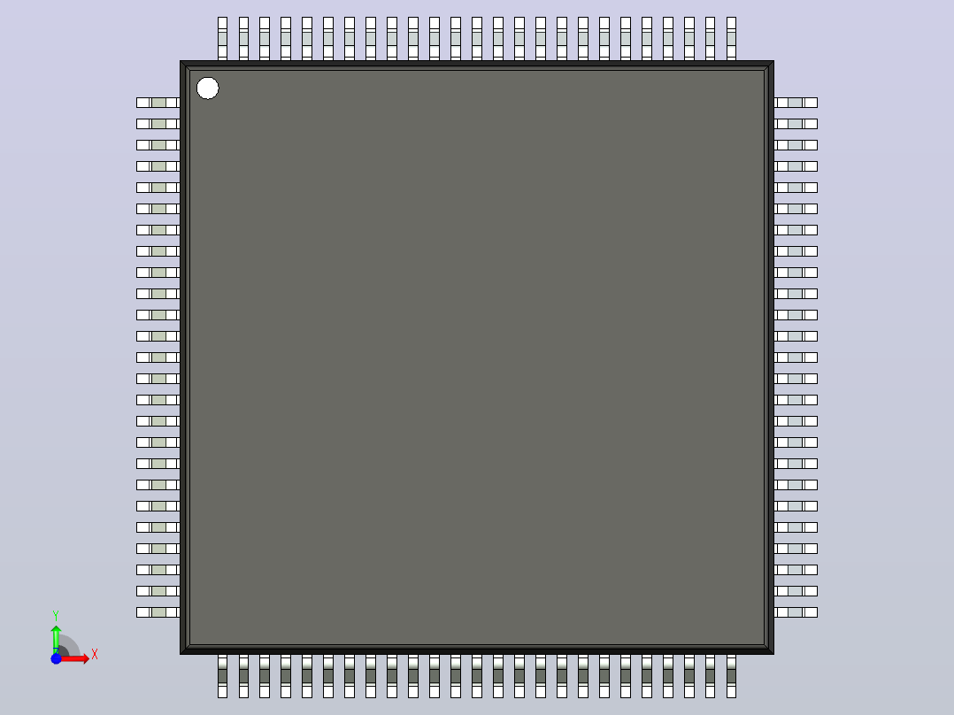 QFP 封装（四方扁平封装）QFP50P1600X1600X160-101N前视图