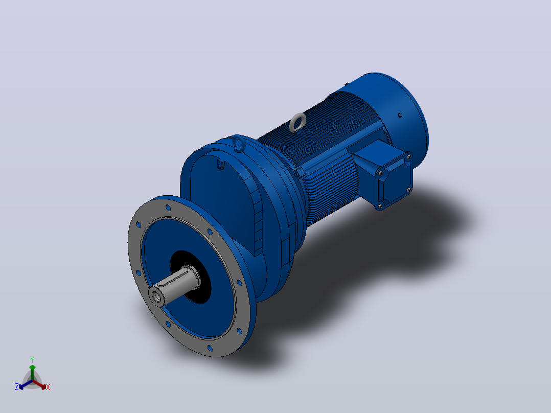 RXF107法兰轴伸式安装斜齿轮减速机RX107-Y7.5-4P-132M-M1-0°-Φ450正等轴测图