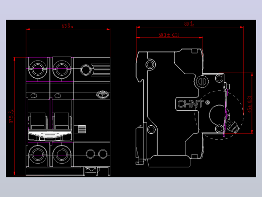 NB7LE-32 2P剩余电流动作断路器外形安装尺寸图202203