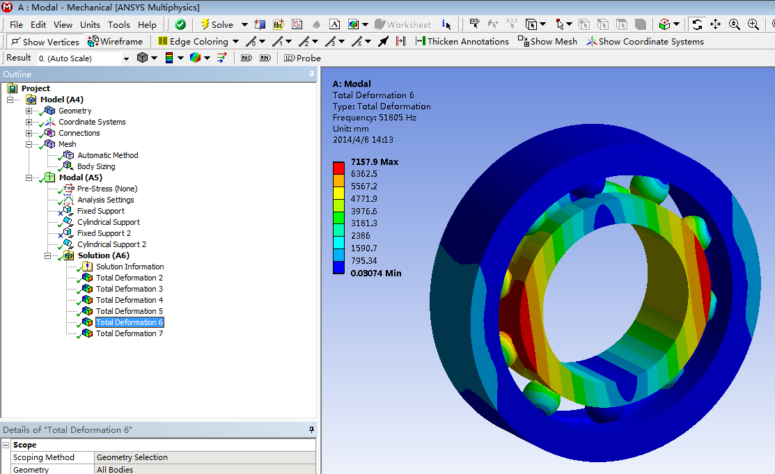 基于有限元法的滚动轴承结构和模态分析与研究(说明书+模型+分析图片)