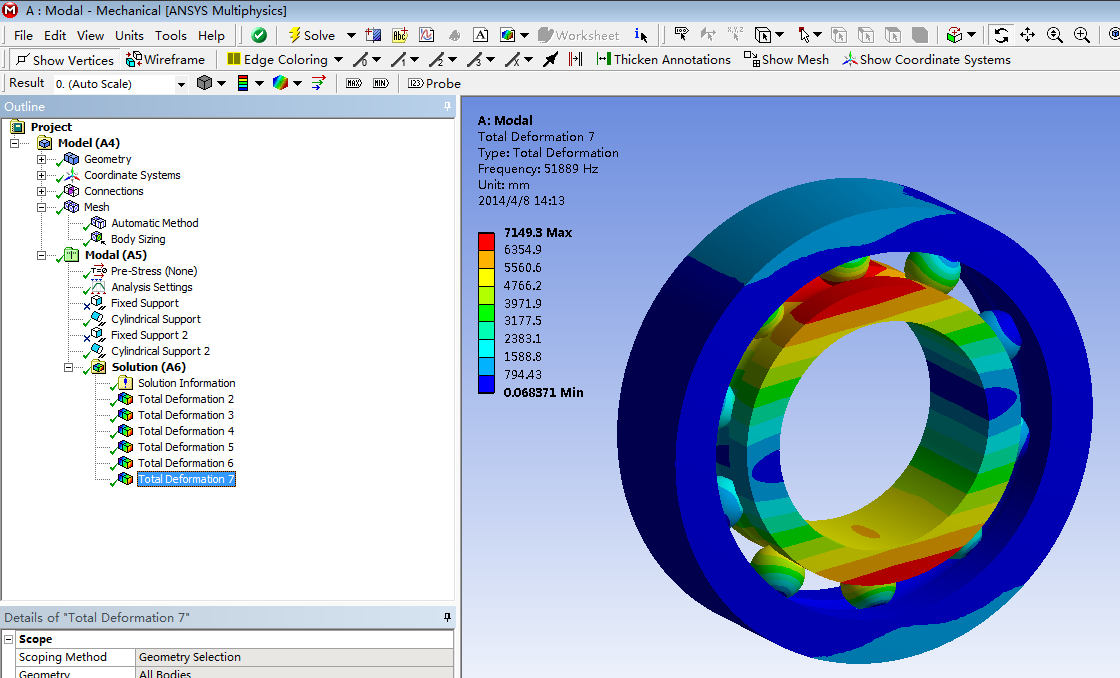 基于有限元法的滚动轴承结构和模态分析与研究(说明书+模型+分析图片)