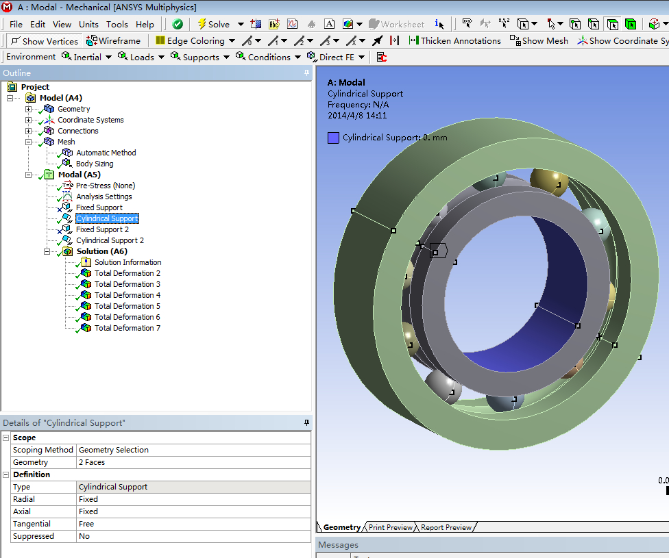 基于有限元法的滚动轴承结构和模态分析与研究(说明书+模型+分析图片)