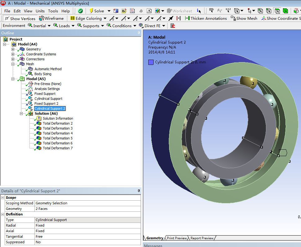 基于有限元法的滚动轴承结构和模态分析与研究(说明书+模型+分析图片)