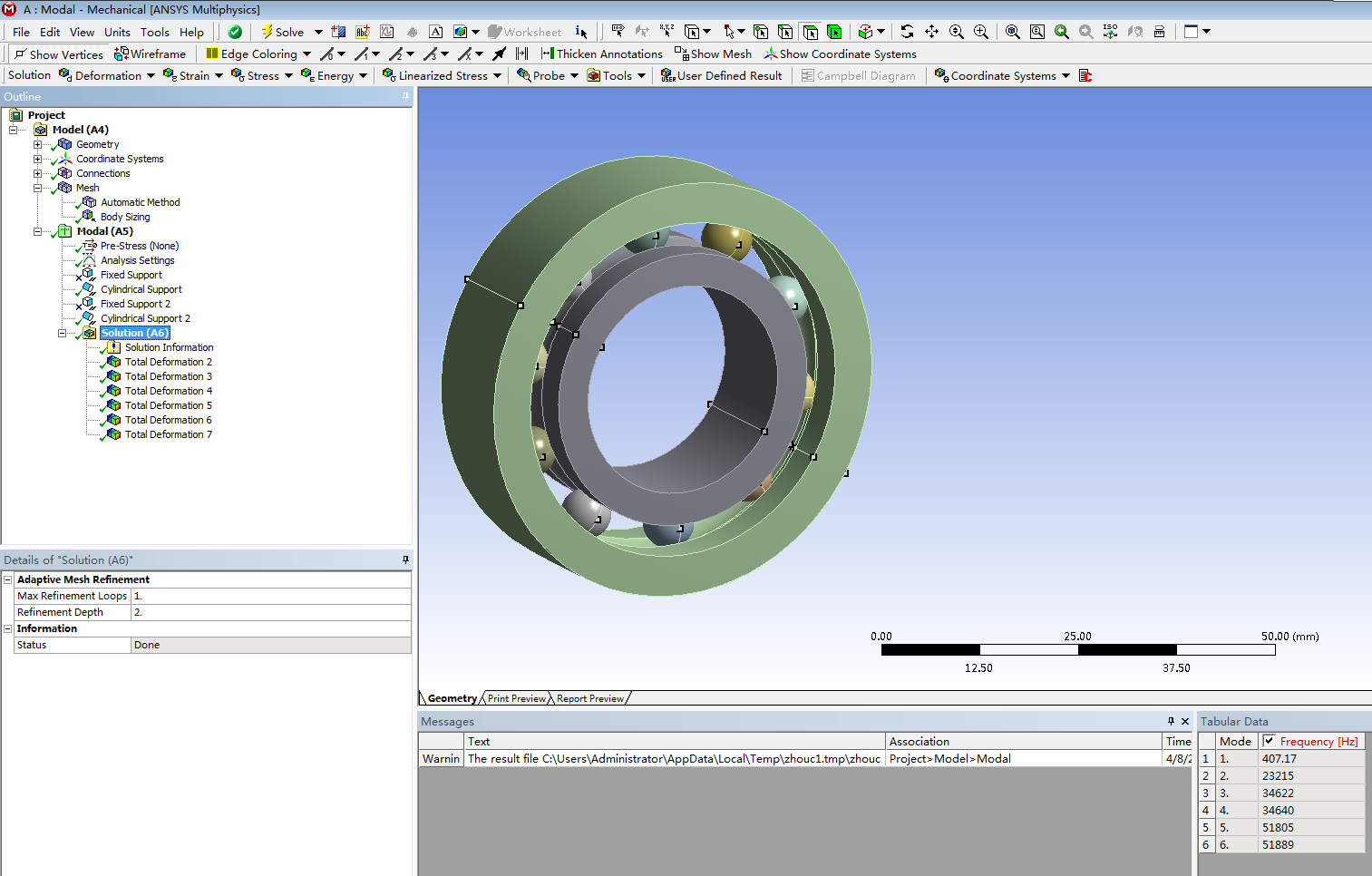 基于有限元法的滚动轴承结构和模态分析与研究(说明书+模型+分析图片)