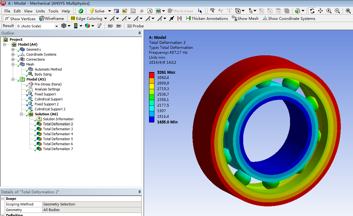 基于有限元法的滚动轴承结构和模态分析与研究(说明书+模型+分析图片)