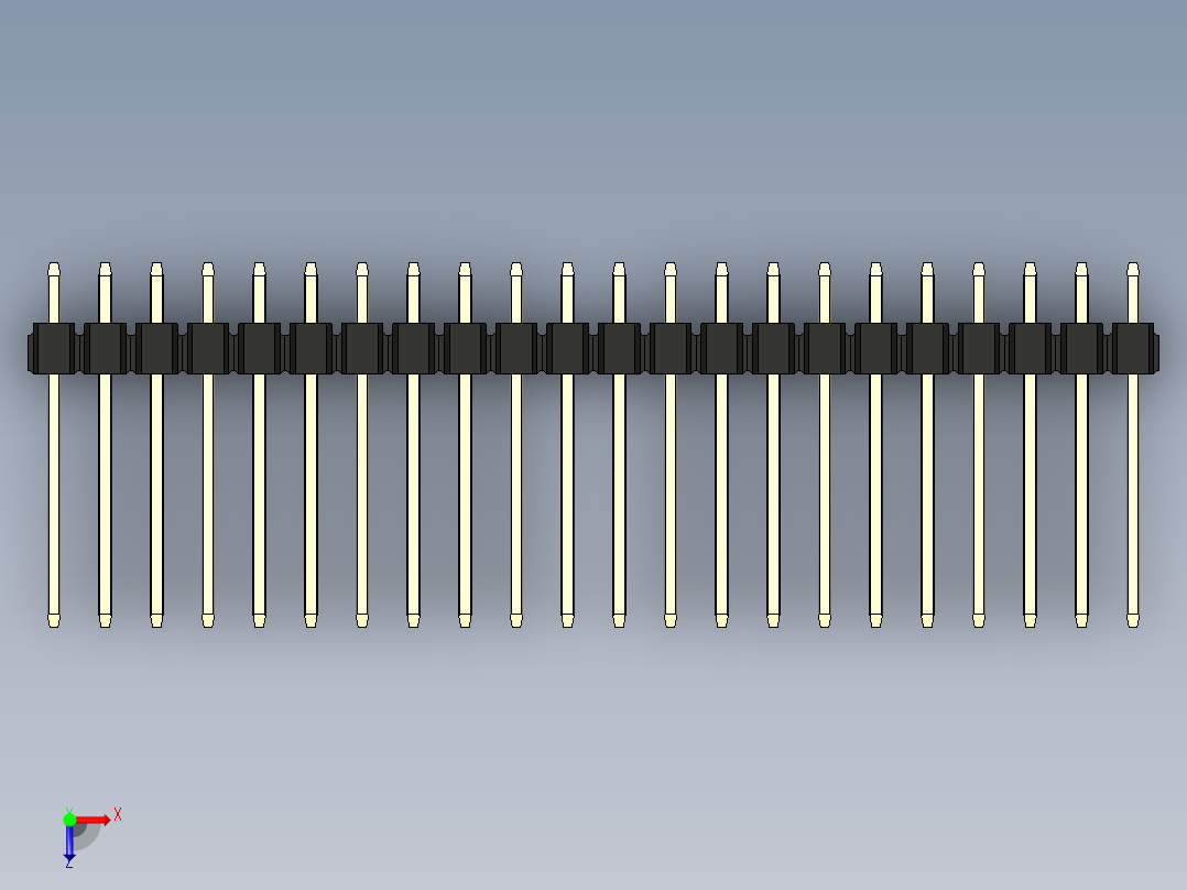 彩色公头100mil（2.54mm）系列-DS1021_black_1x22p_100mil_Type5_rev1.0俯视图
