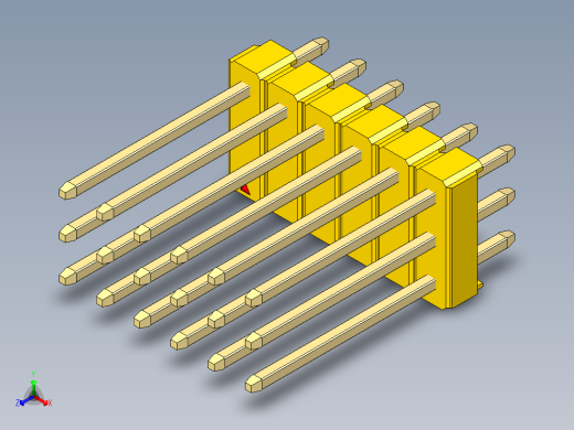 彩色公头100mil（2.54mm）系列-DS1021_yellow_3x06p_100mil_Type5_rev1.0正等轴测缩略图
