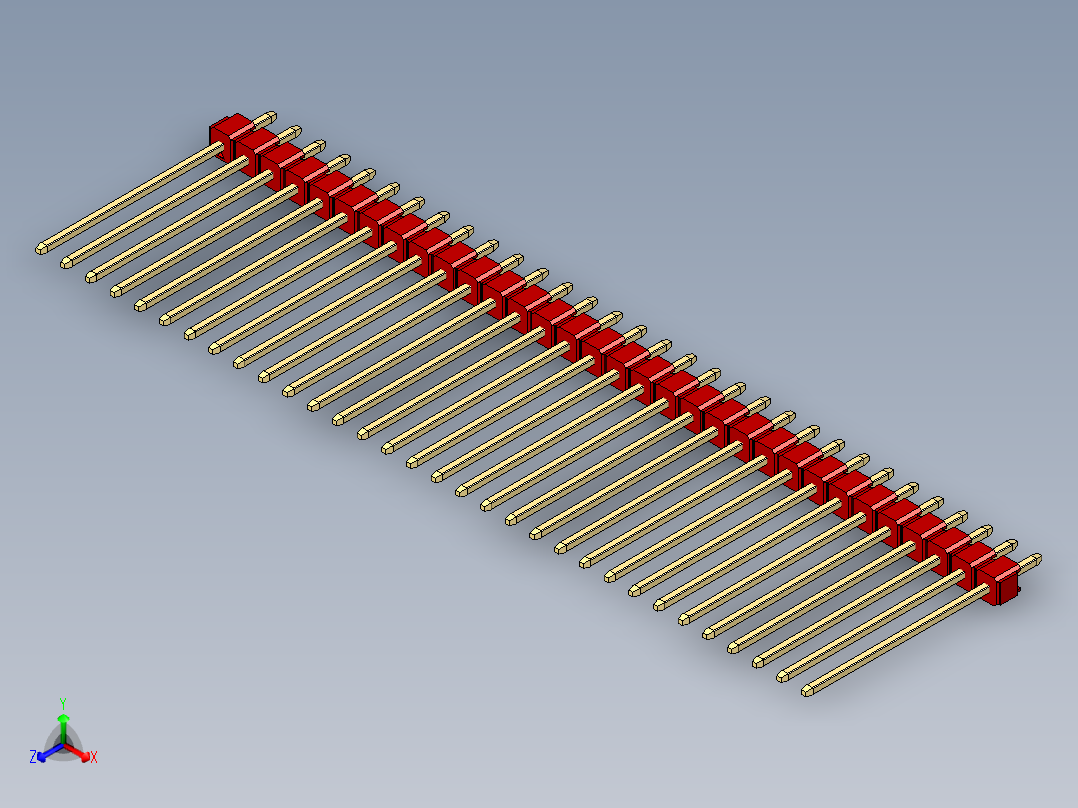 彩色公头100mil（2.54mm）系列-DS1021_red_1x32p_100mil_Type19_rev1.0主视图