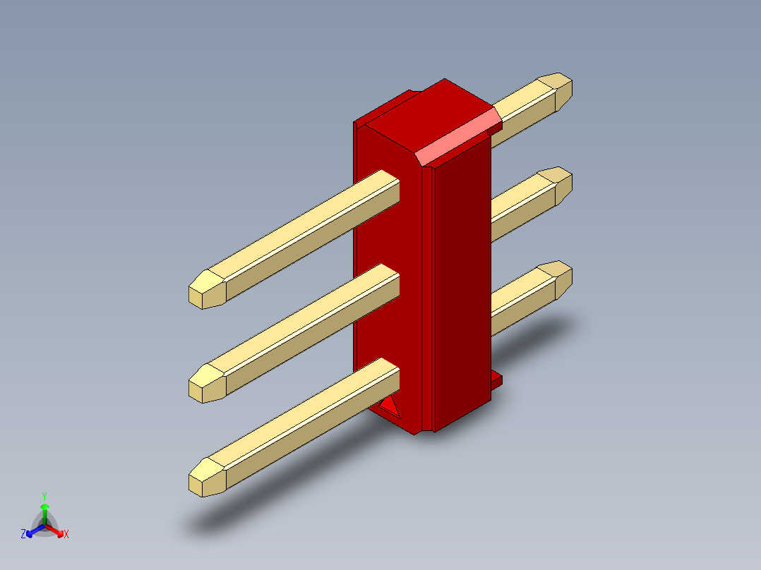 彩色公头100mil（2.54mm）系列-DS1021_red_3x01p_100mil_Type1_rev1.0主视图
