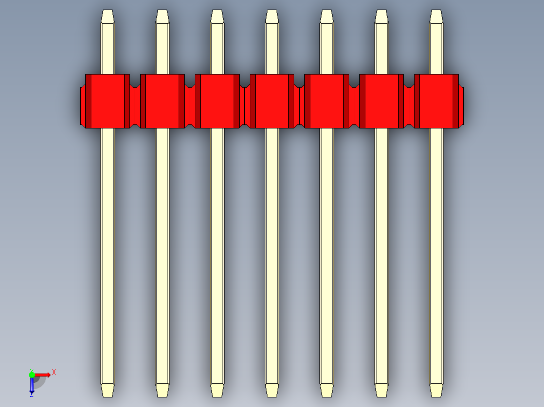 彩色公头100mil（2.54mm）系列-DS1021_red_1x07p_100mil_Type5_rev1.0俯视图