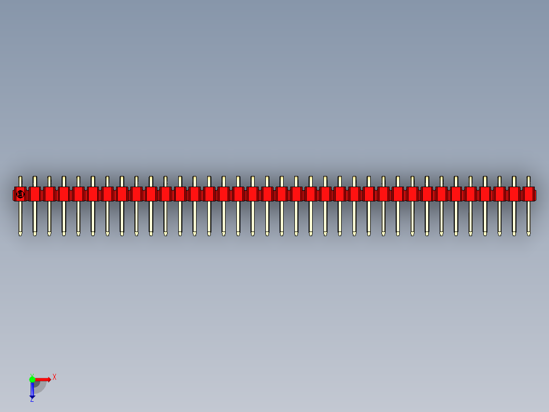 彩色公排针 100mil 2.54mm 系列-DS1022_red_1x36p_100mil_TypeD_rev1.0俯视图