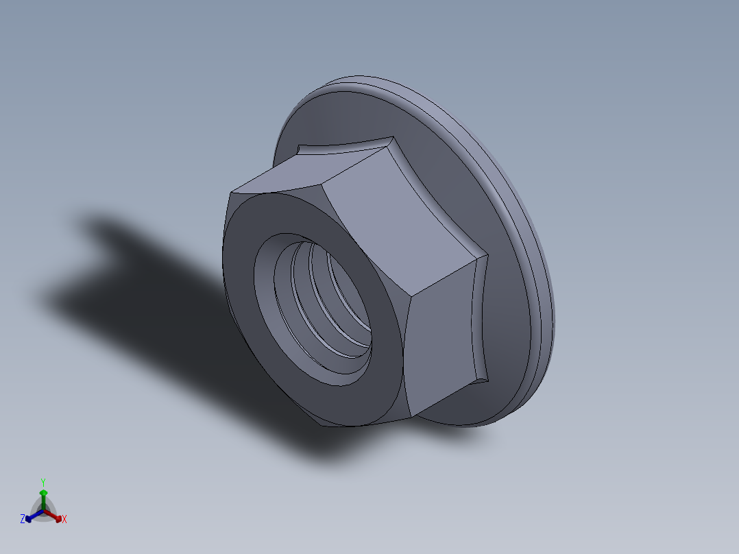 公制法兰螺母-FN M5x0.8.SLDPRT正等轴测图