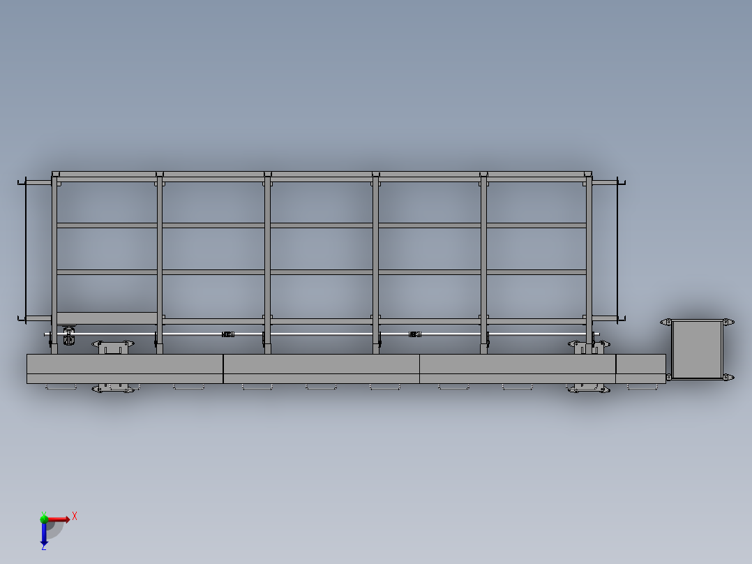 重型滚轮送料机俯视图