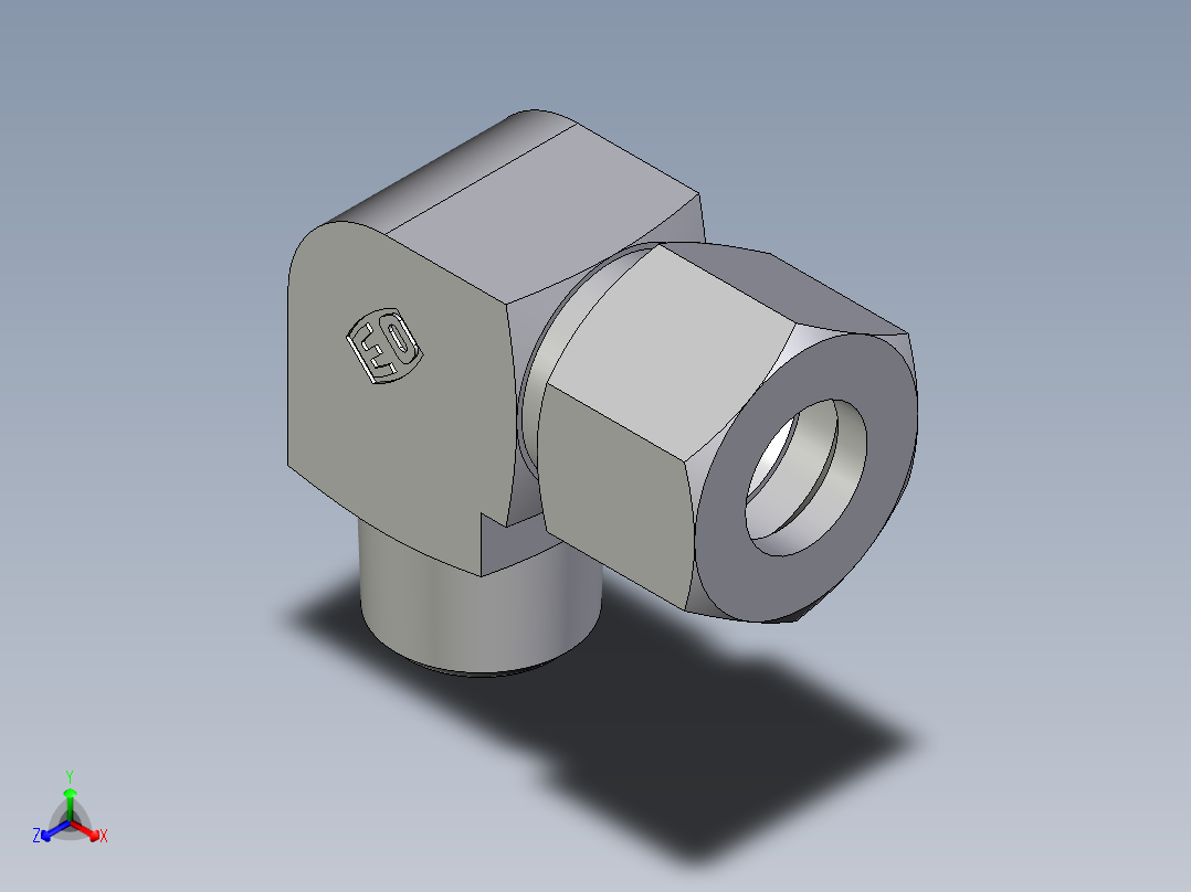 卡套式工业通用硬管接头EO_Male_stud_elbow_WE12LRCF主视图