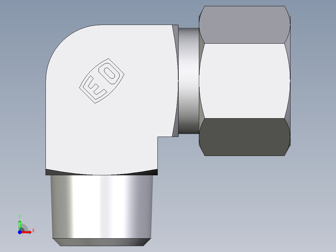 卡套式工业通用硬管接头EO_Male_stud_elbow_WE12LRCF前视图