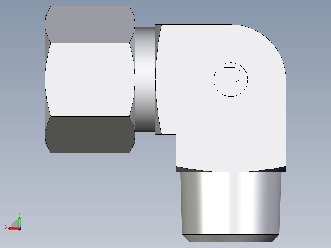 卡套式工业通用硬管接头EO_Male_stud_elbow_WE12LRCF后视图