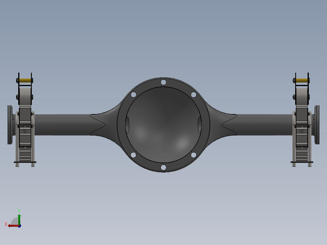 钢板弹簧悬架后视图