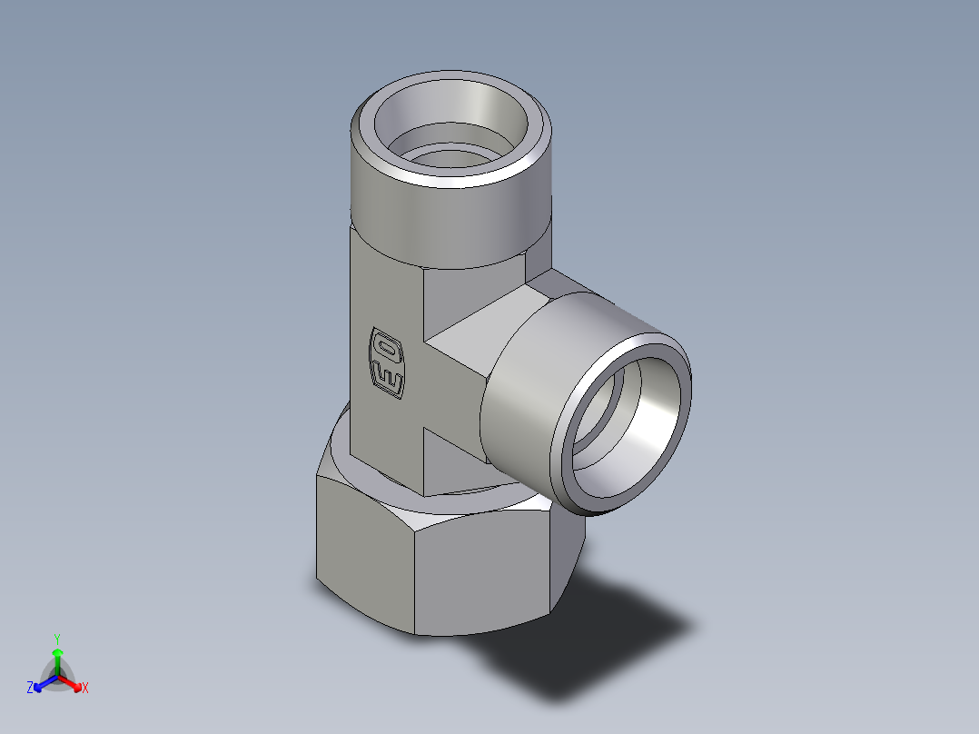 卡套式工业通用硬管接头EO_Swivel_nut_run_tee_EL20SOMDCF主视图