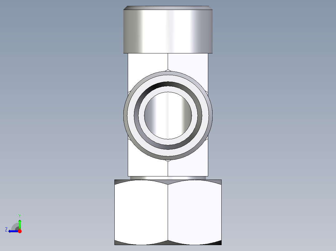 卡套式工业通用硬管接头EO_Swivel_nut_run_tee_EL20SOMDCF右视图