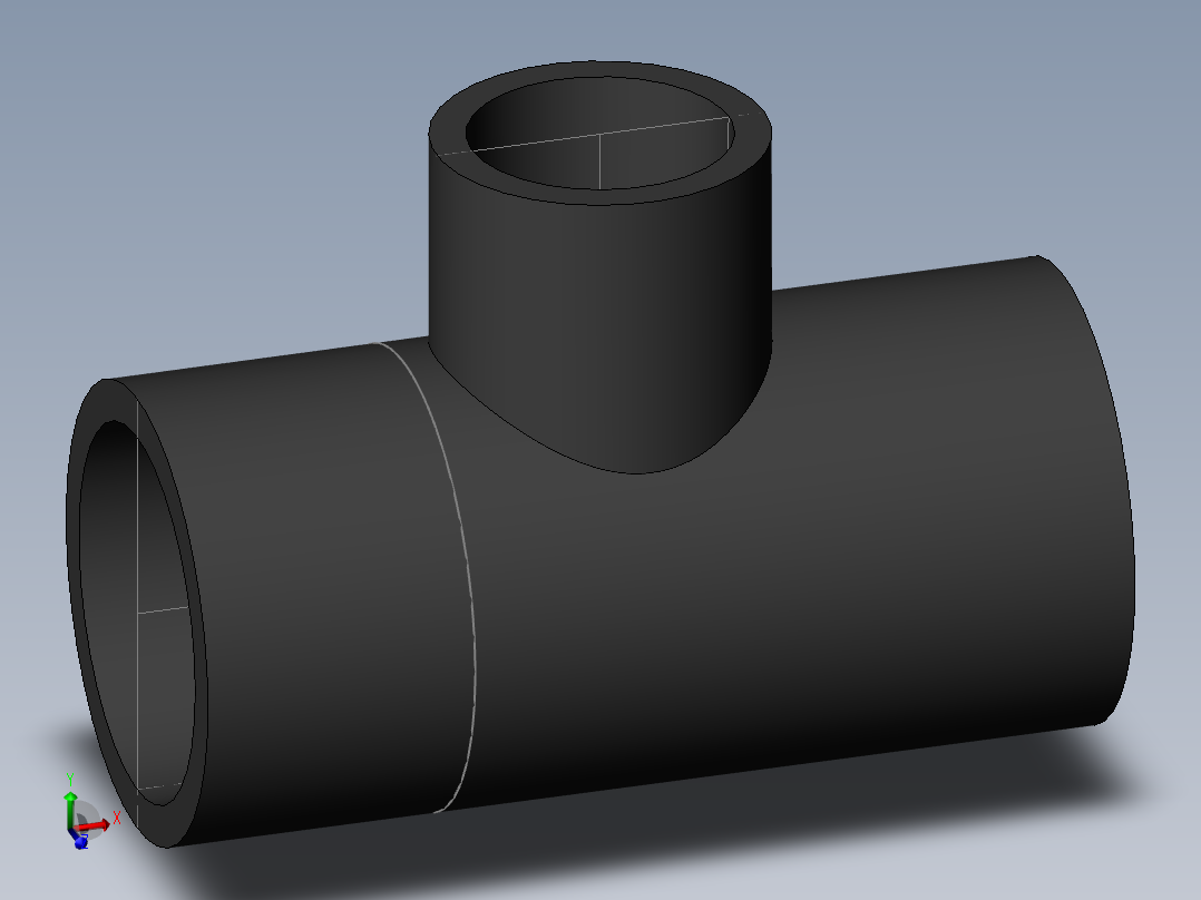 PVC管件-1.5x1in R-Tee主视图