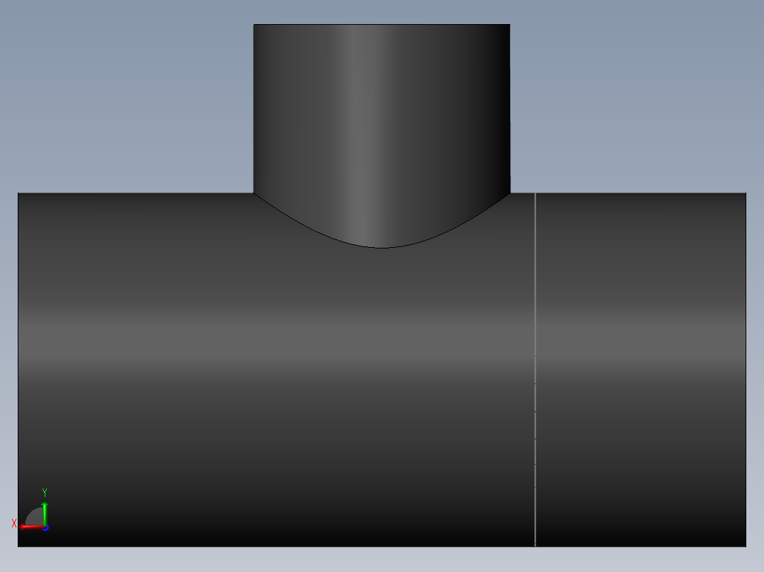 PVC管件-1.5x1in R-Tee左视图