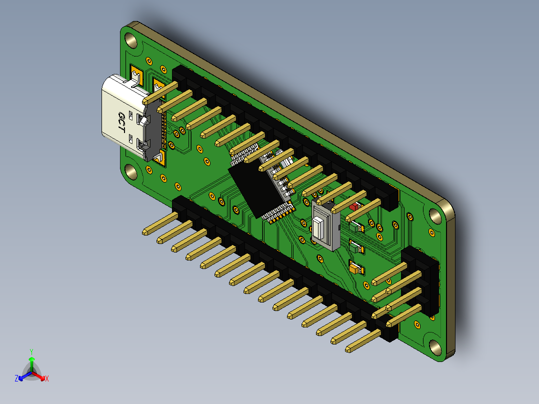 Arduino nanoUSB型C连接器正等轴测图