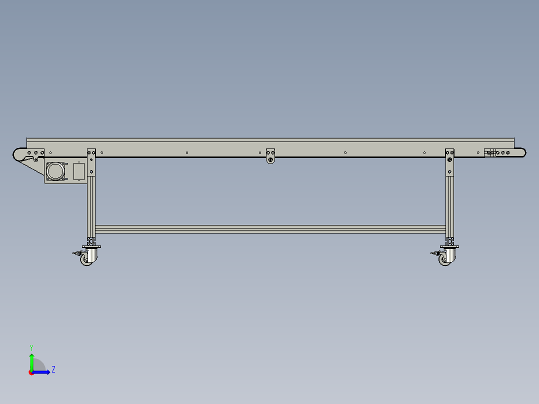 2.5米小皮带流水线（带工程图）3D图纸左视图