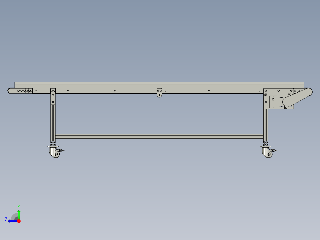 2.5米小皮带流水线（带工程图）3D图纸右视图