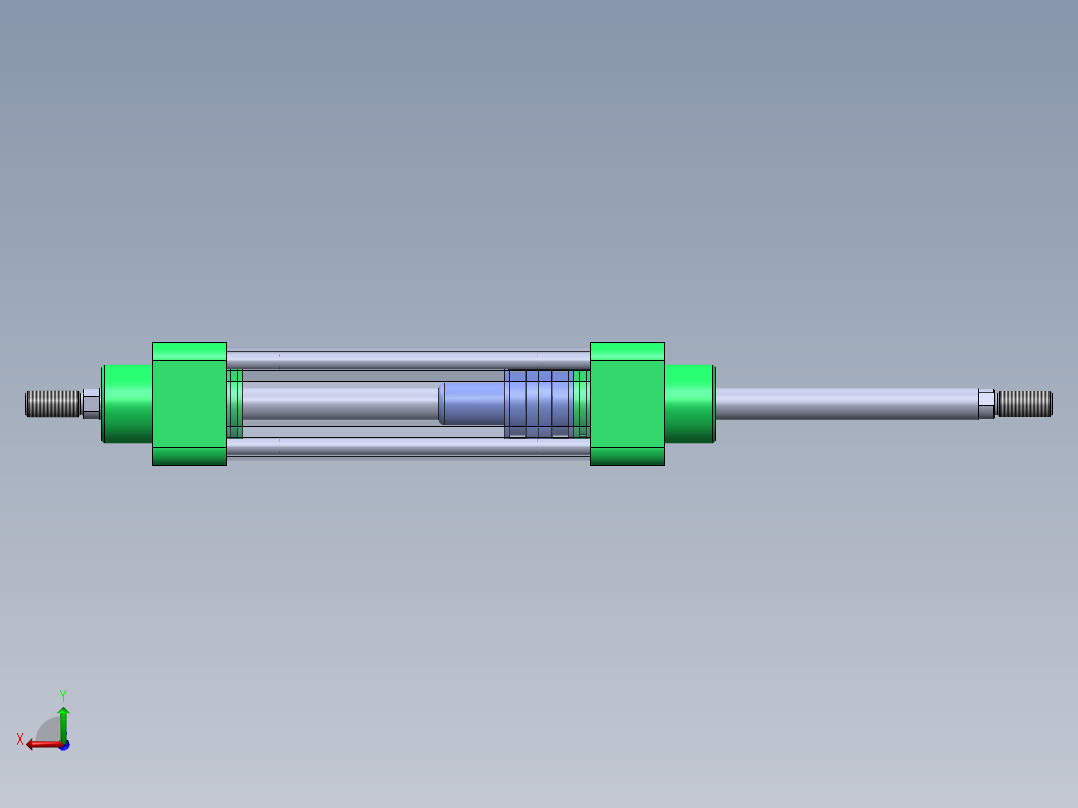 拉杆气动气缸32x12x100毫米后视图