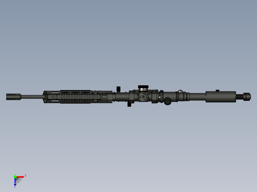 手枪左轮冲锋枪老式狙击步枪设计3D图纸akm-iridium-civil STP俯视图
