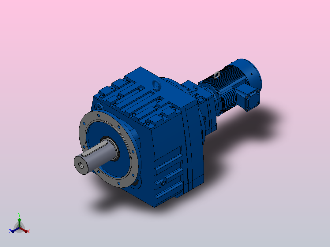 RF147R77法兰轴伸式组合型斜齿轮减速机RF147R77-Y2.2-4P-100-M1-0°-Φ450正等轴测图