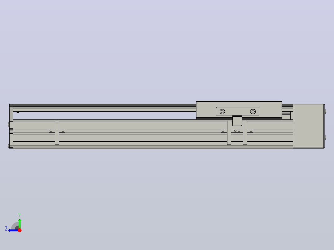SYS14-250-BL-200W滚珠花健、支撑座、滚珠丝杠、交叉导轨、直线模组.STEP右视图
