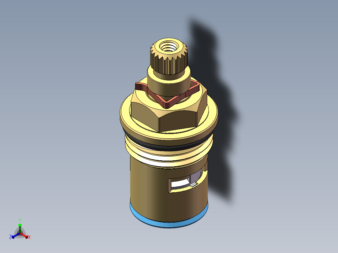 M18x1.5全铜陶瓷快开水龙头阀芯正等轴测图