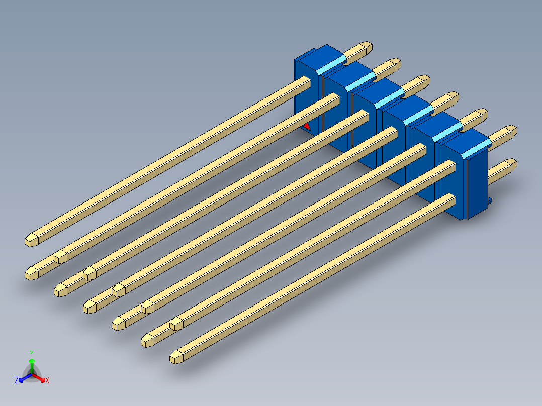 彩色公头100mil（2.54mm）系列-DS1021_blue_2x06p_100mil_Type43_rev1.0主视图