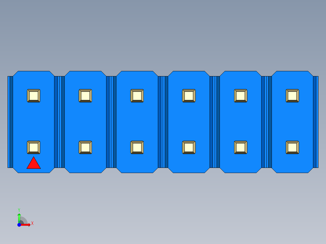 彩色公头100mil（2.54mm）系列-DS1021_blue_2x06p_100mil_Type43_rev1.0前视图