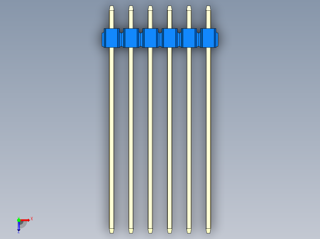 彩色公头100mil（2.54mm）系列-DS1021_blue_2x06p_100mil_Type43_rev1.0俯视图