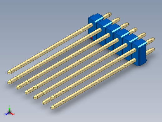 彩色公头100mil（2.54mm）系列-DS1021_blue_2x06p_100mil_Type43_rev1.0正等轴测缩略图