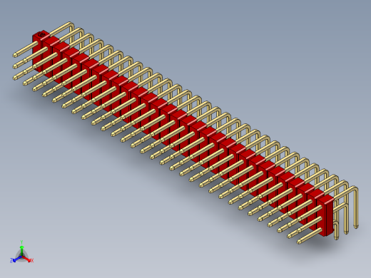 彩色公排针 100mil 2.54mm 系列-DS1022_red_3x30p_100mil_TypeD_rev1.0
