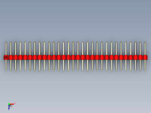 彩色公排针 100mil 2.54mm 系列-DS1022_red_3x30p_100mil_TypeD_rev1.0俯视缩略图