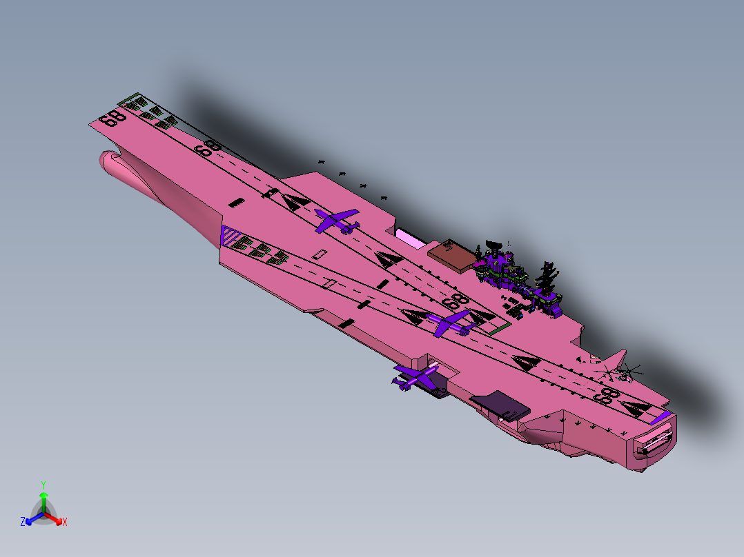 超级CVN-68核动力航空母舰主视图