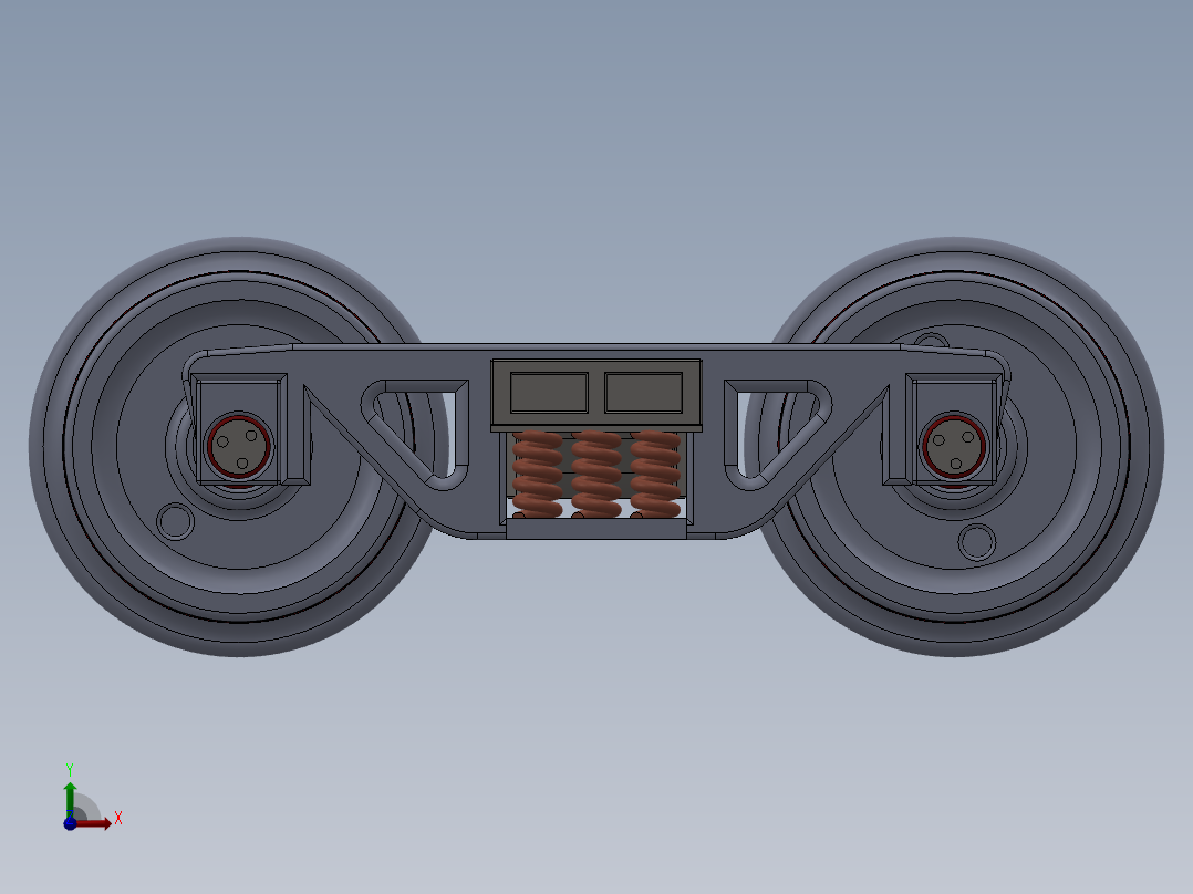 铁路转向架3D数模图纸 solidworks设计 附IGS格式前视图