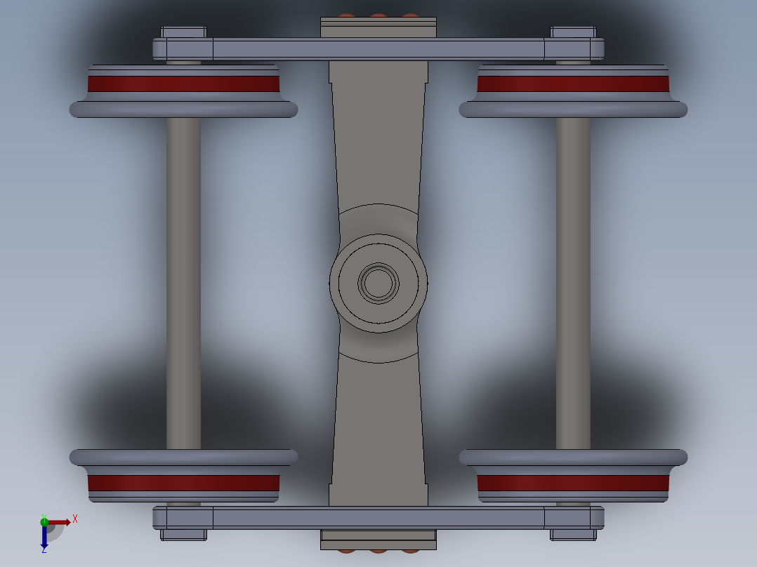 铁路转向架3D数模图纸 solidworks设计 附IGS格式俯视图