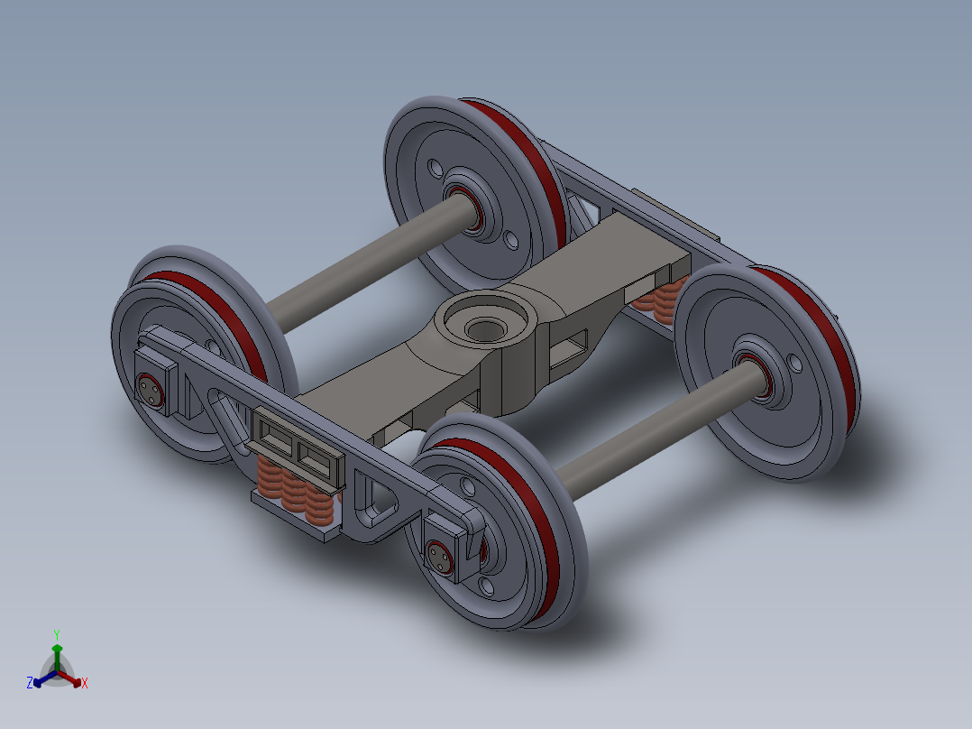 铁路转向架3D数模图纸 solidworks设计 附IGS格式正等轴测图