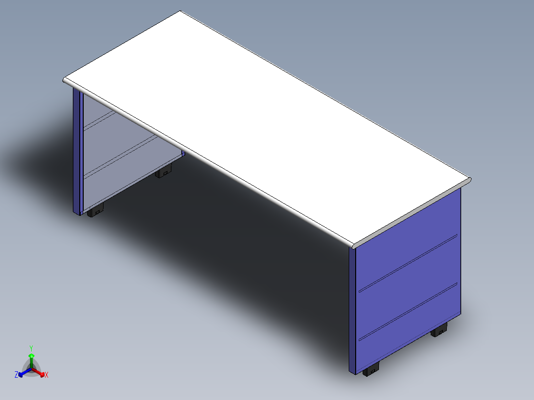 侧片式组装办公桌正等轴测图