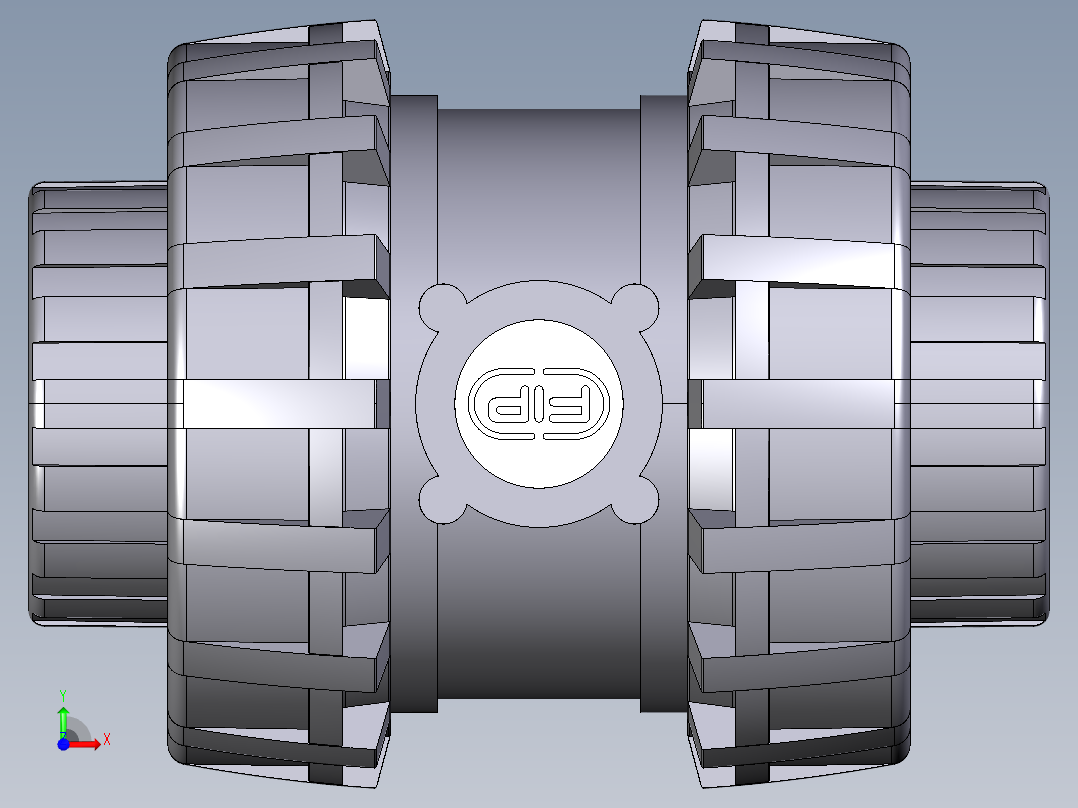 1SXEIV 女性端溶剂焊接EasyFit球形止回阀，公制系列前视图