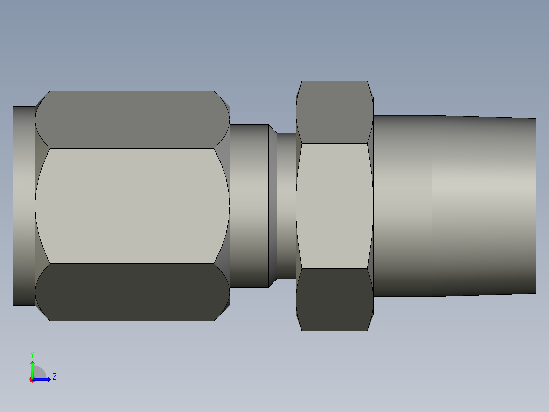 卡套式工业通用硬管接头6-6_fbu-s左视图