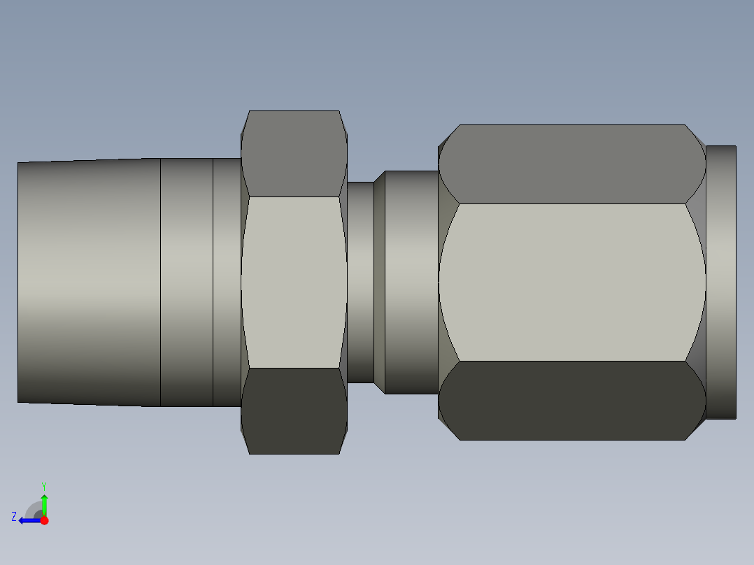 卡套式工业通用硬管接头6-6_fbu-s右视图