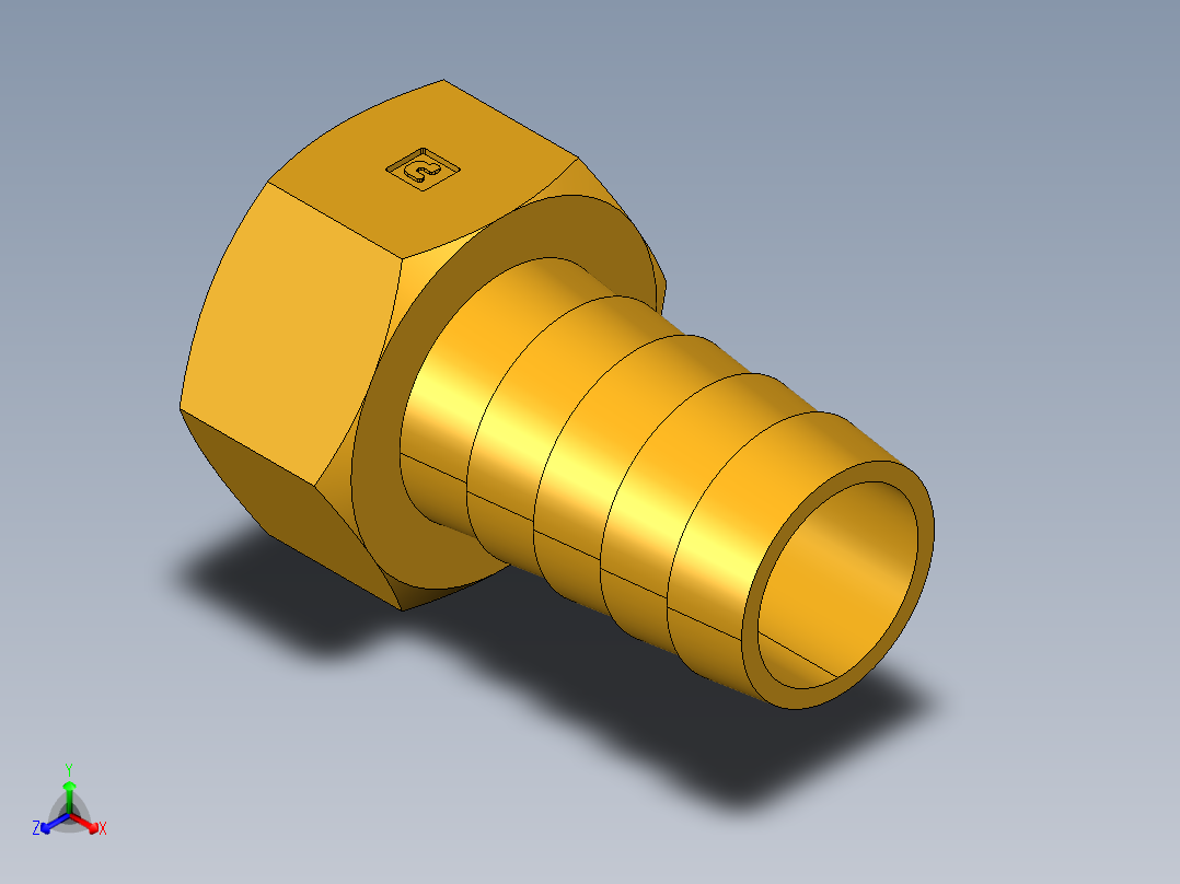 水管接头Swivel Connector Female Garden Hose to Hose Barb 90GH-12-12正等轴测图