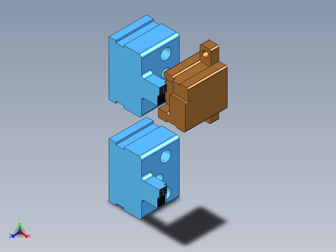 0692-小零件CNC工装夹具三维模型CNC1成型坯料压爪-210315正等轴测图